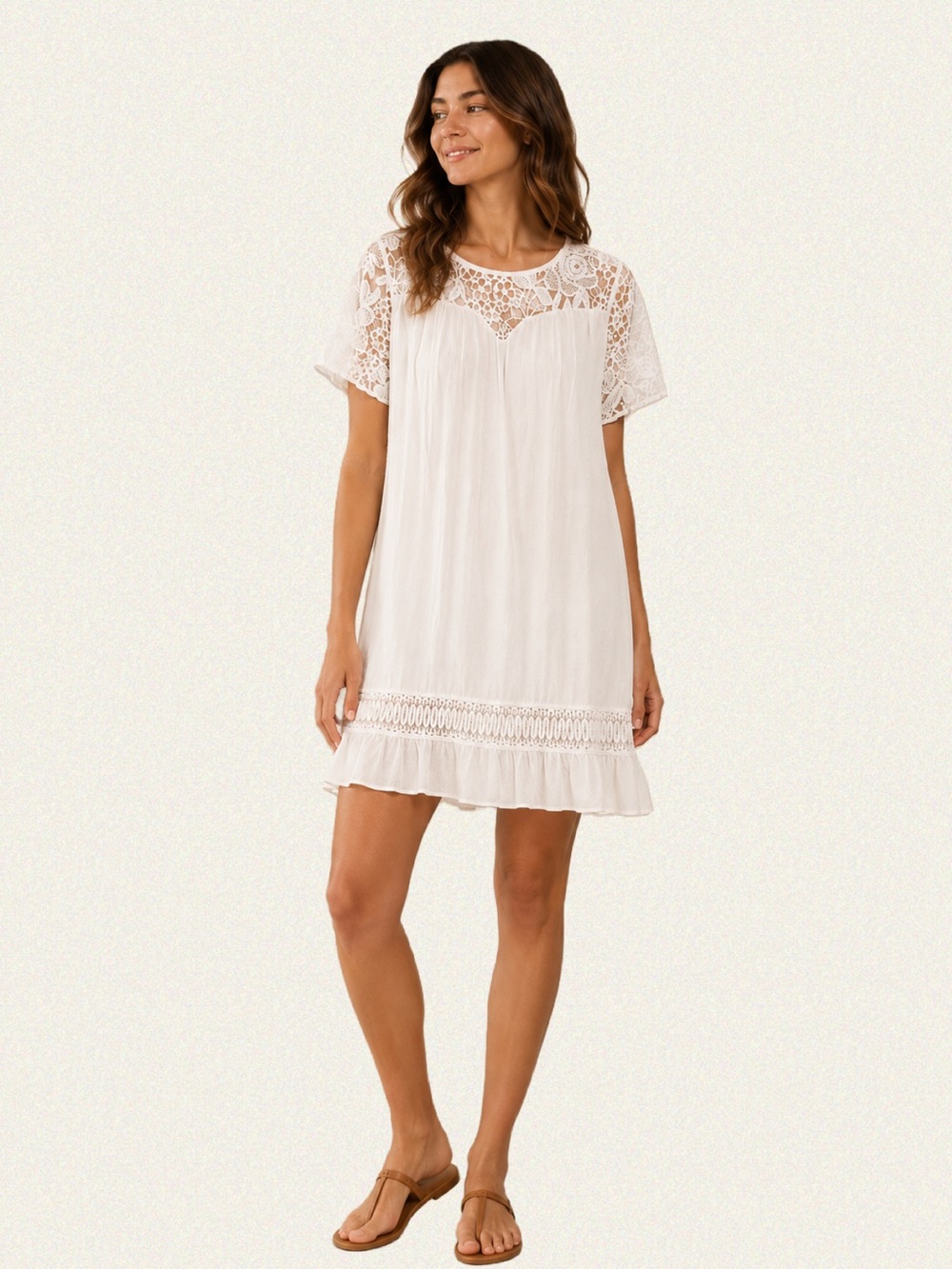 Via Signoria Silk and Lace Mini Dress